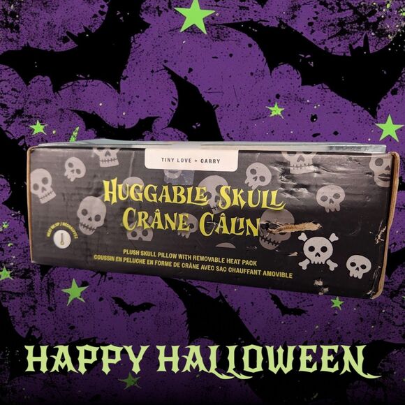 Skeleton Halloween Pillow 9" With Microwaveable Heat Pack Soft Skull Spooky - Picture 2 of 4